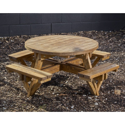 Banc de pique-nique en bois rond pour 8 enfants