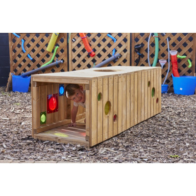Mini tunnel interactif en bois pour tout-petits