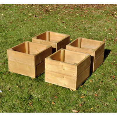 Petites jardinières carrées en bois (4 pièces)
