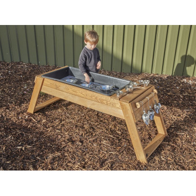 Console chic en bois et bac jeu d'eau