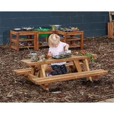 Banc de pique-nique bas en bois