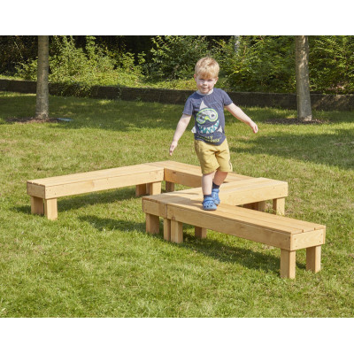 Ensemble de bancs en bois (4 pièces)
