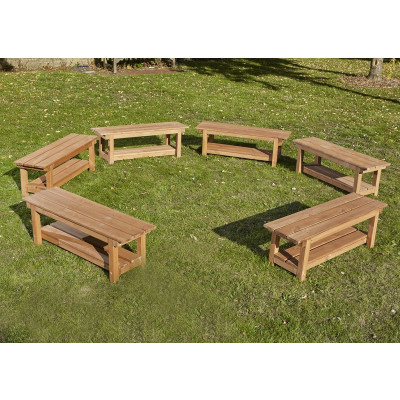Ensemble de 6 bancs en bois